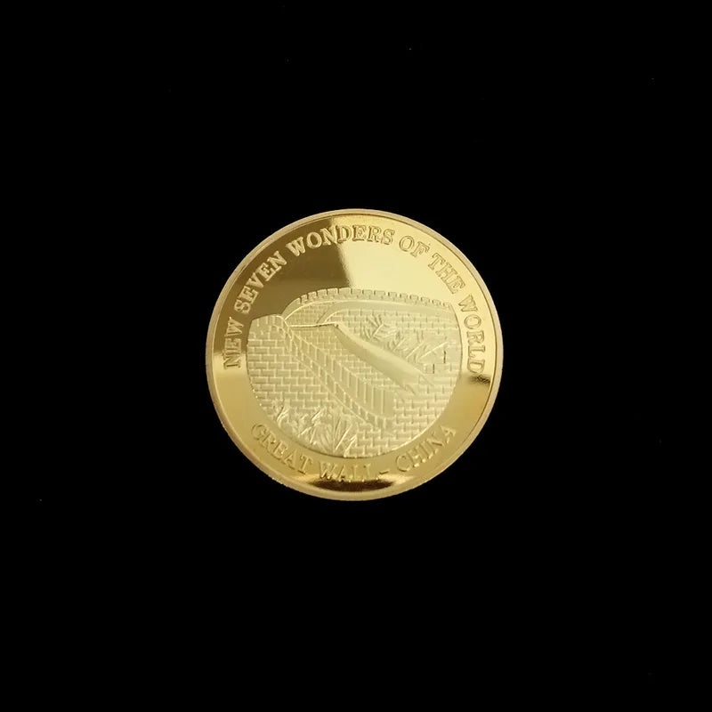 Seven Wonders of The World Coin Collection Gold-Plated Commemorative Badge Travel Souvenir