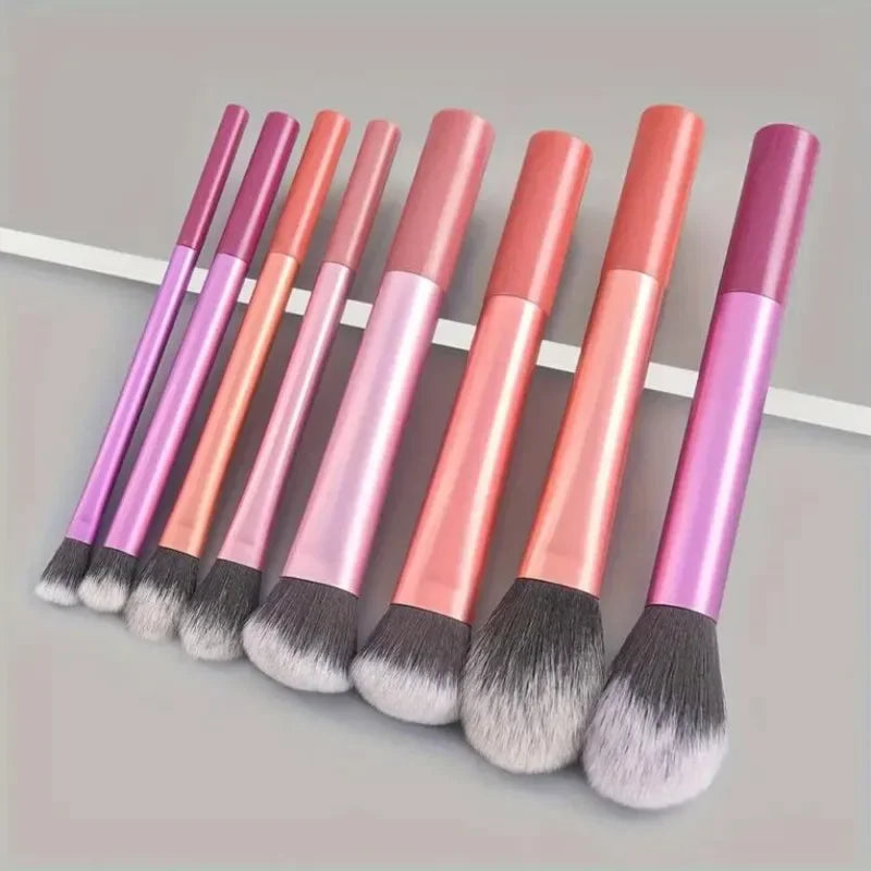 8pcs Makeup Brush Kit with Synthetic Hair - Foundation, Blush, Eyeshadow & More