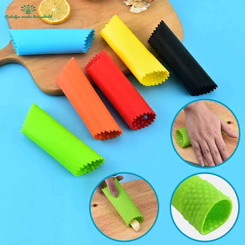 Silicone Garlic Peeler Kitchen Tool - Easy Food & Vegetable Peeling Gadget