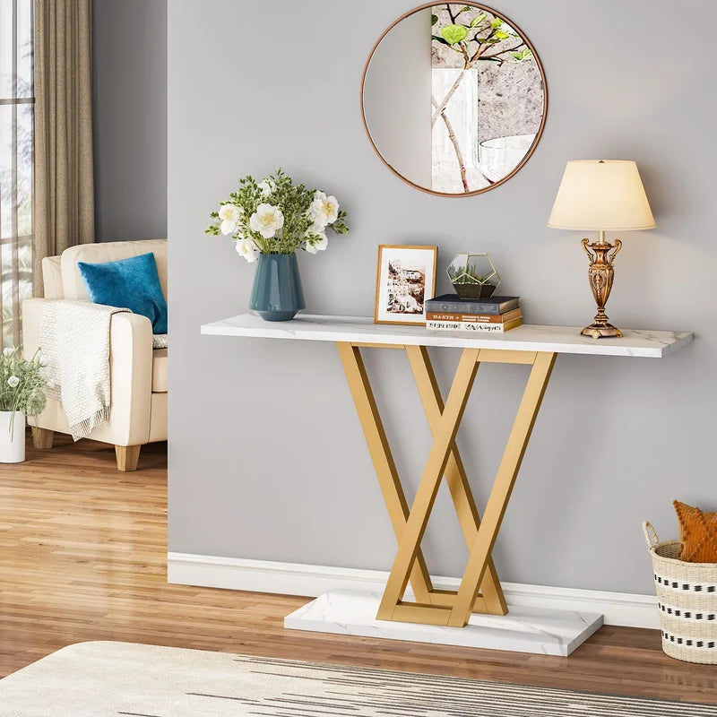 43-Inch Industrial Console Table for Entryway Living Room Hallway - Modern Design