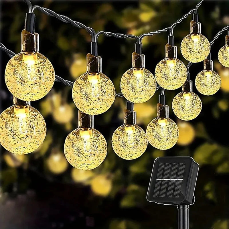 Outdoor Solar String Lights 100 LED Crystal Globe Waterproof Fairy Light
