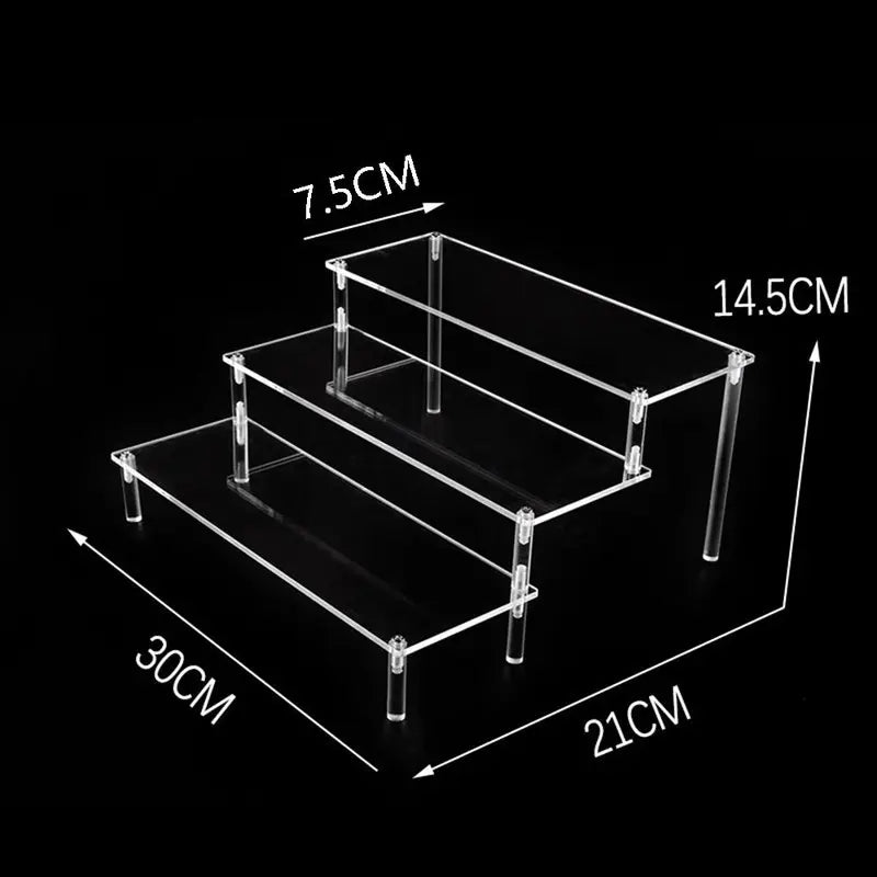 Acrylic Display Stand 4-Tier Trapezoidal Shelf for Dolls, Cupcakes, Perfume, Collectibles