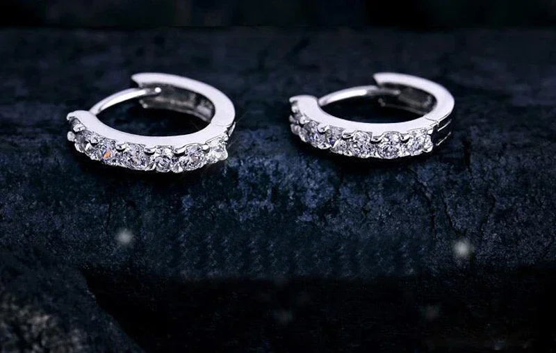 925 Sterling Silver Zircon Hoop Earrings - 10mm Circle Jewelry for Women & Weddings