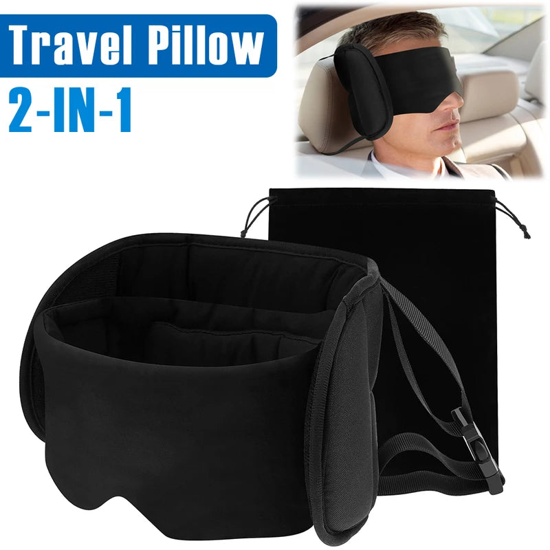 Travel Pillow with Eye Mask & Storage Bag - 360° Support Neck Rest