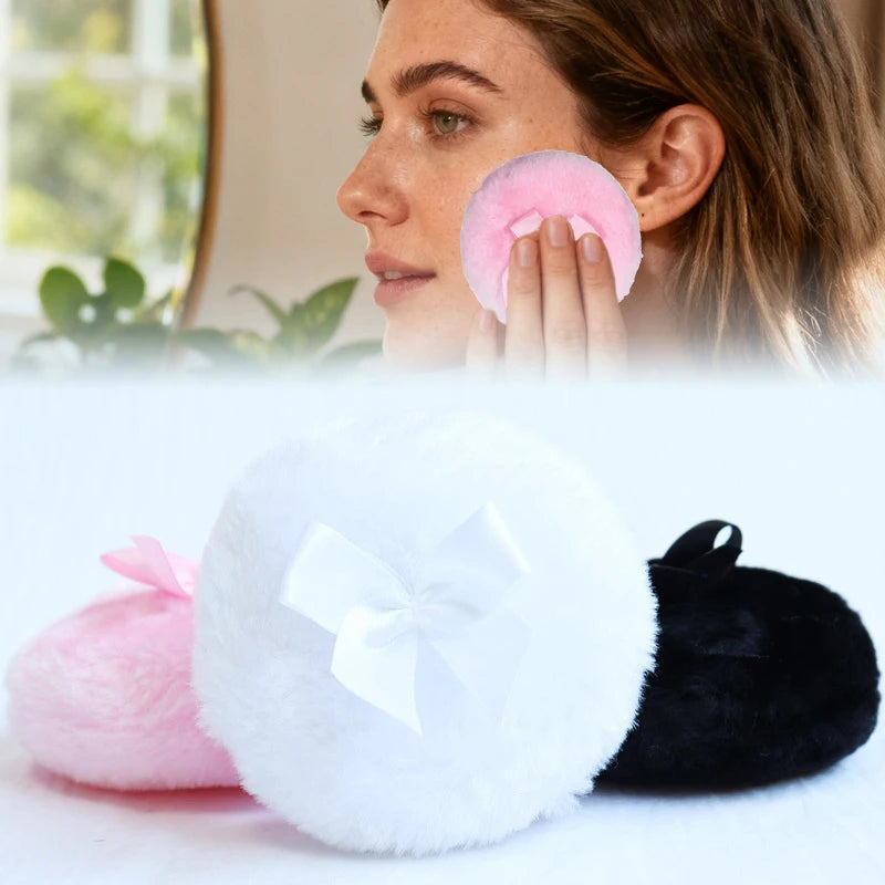Large Fluffy Powder Puff Makeup Sponge Velour Reusable Face & Body Applicator