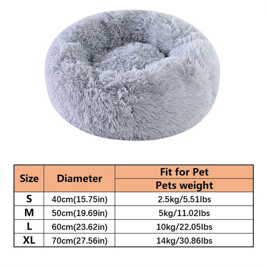 Soft Plush Pet Bed for Cats and Small Dogs - Warm Donut Shape, Washable
