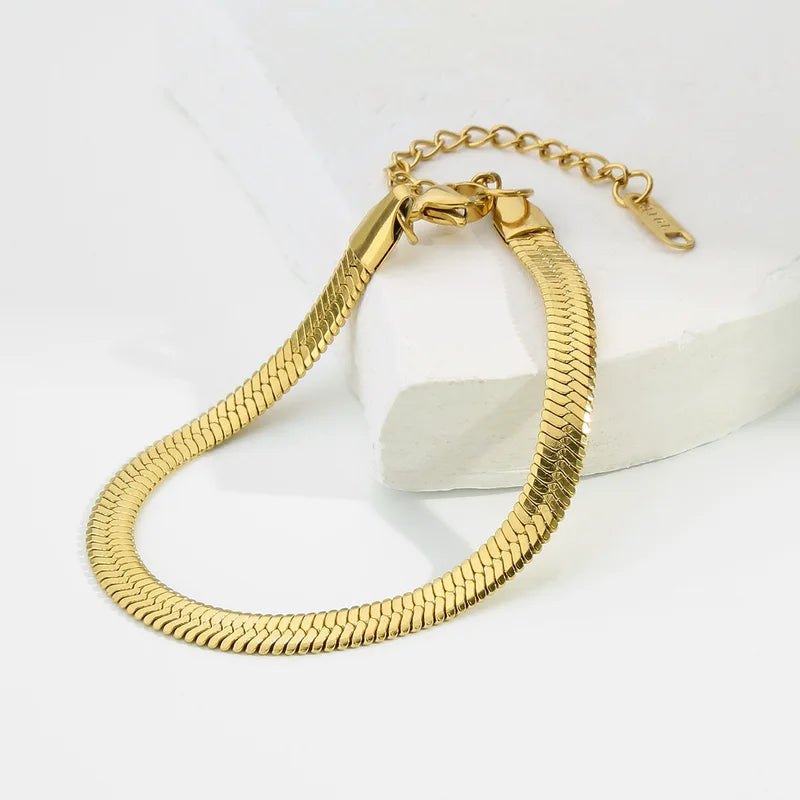 Unisex Snake Chain Bracelet in Stainless Steel with Gold & Color Options