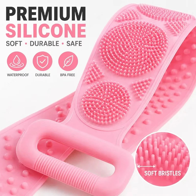 Silicone Back Massage & Exfoliating Bath Sponge - Shower Body Scrubber