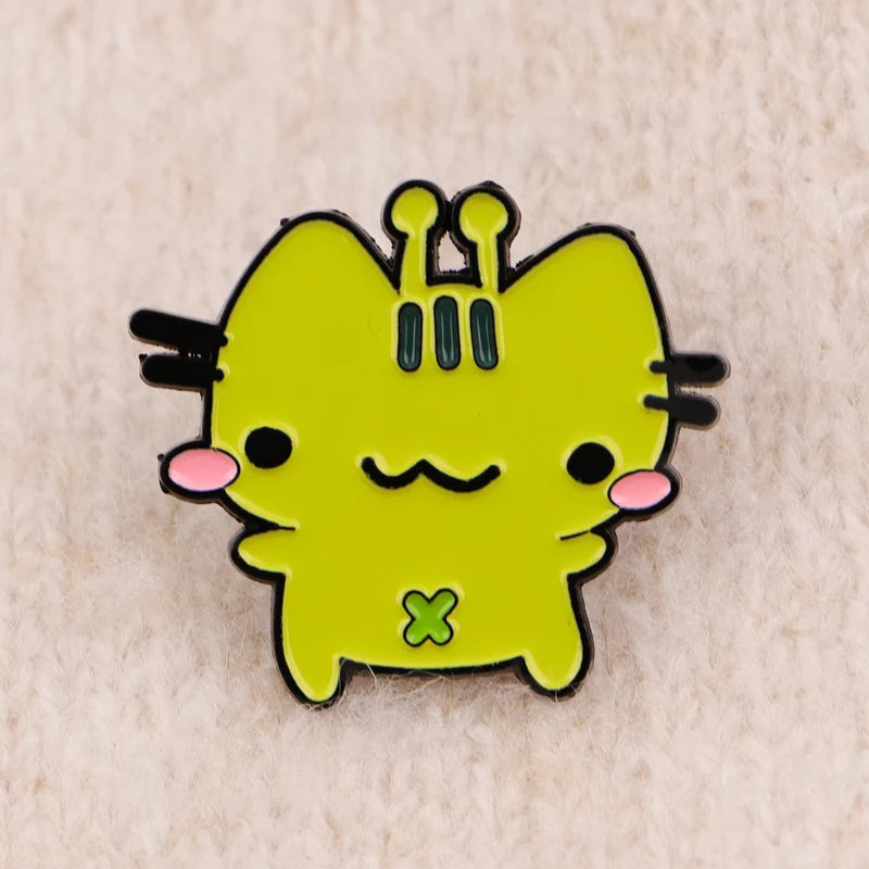 Cartoon Alien Cat Enamel Pin UFO Brooch Badge for Bags & Accessories