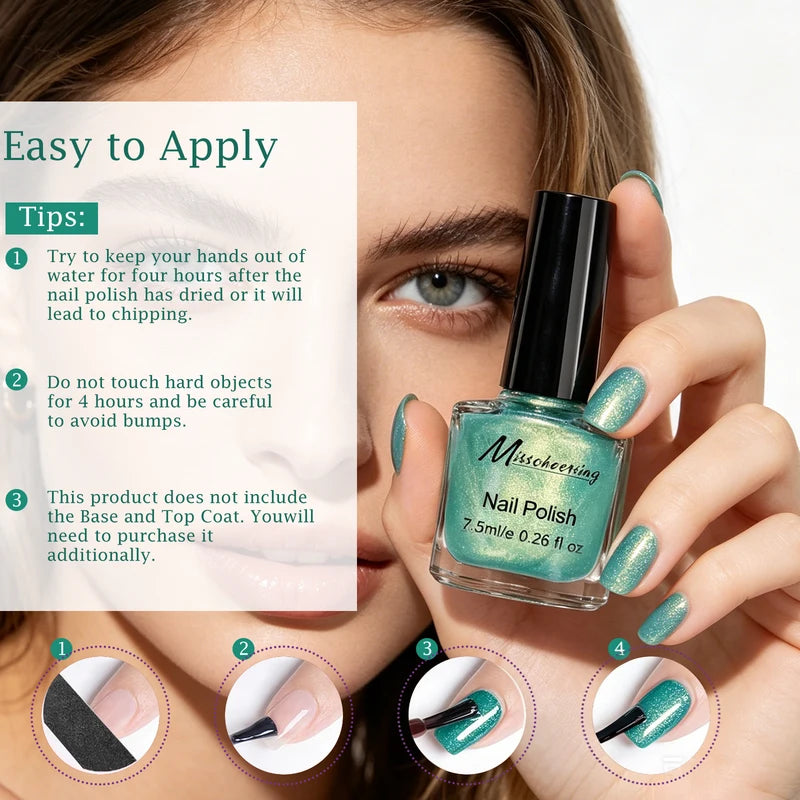 Water-Based Pearlescent Nail Polish - 7.5ml Long Lasting Quick Dry DIY Manicure