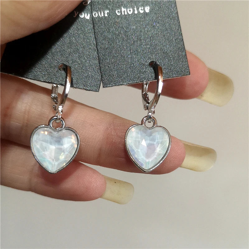 Goth Y2K Vintage Sun Moon Star Heart Pendant Earrings for Women - Scene Accessories