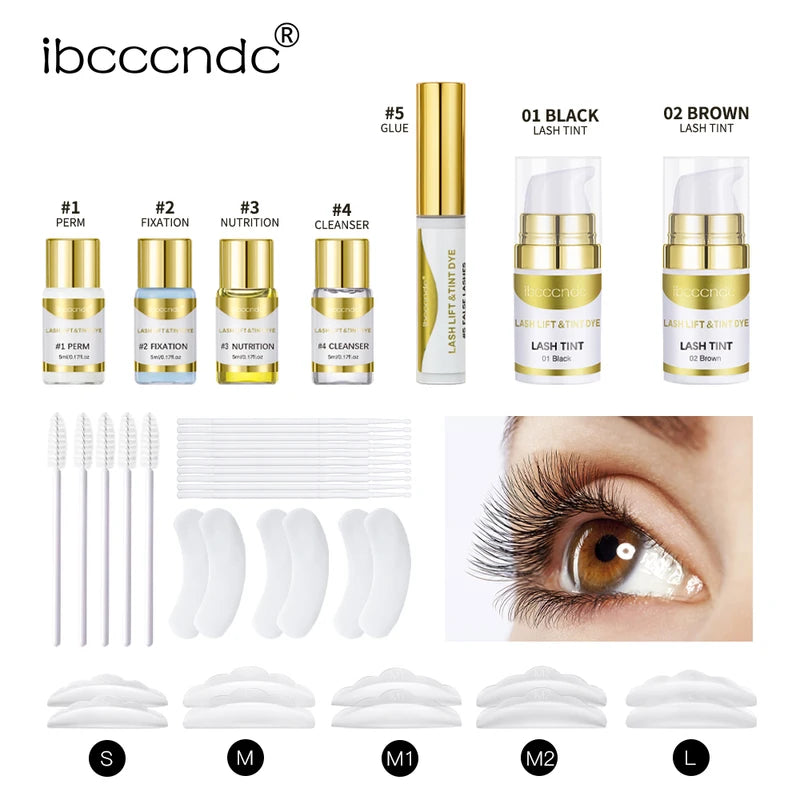 Semi-Permanent Lash & Brow Lift Kit with Tint for Eyelash Perming & Eyebrow Lamination