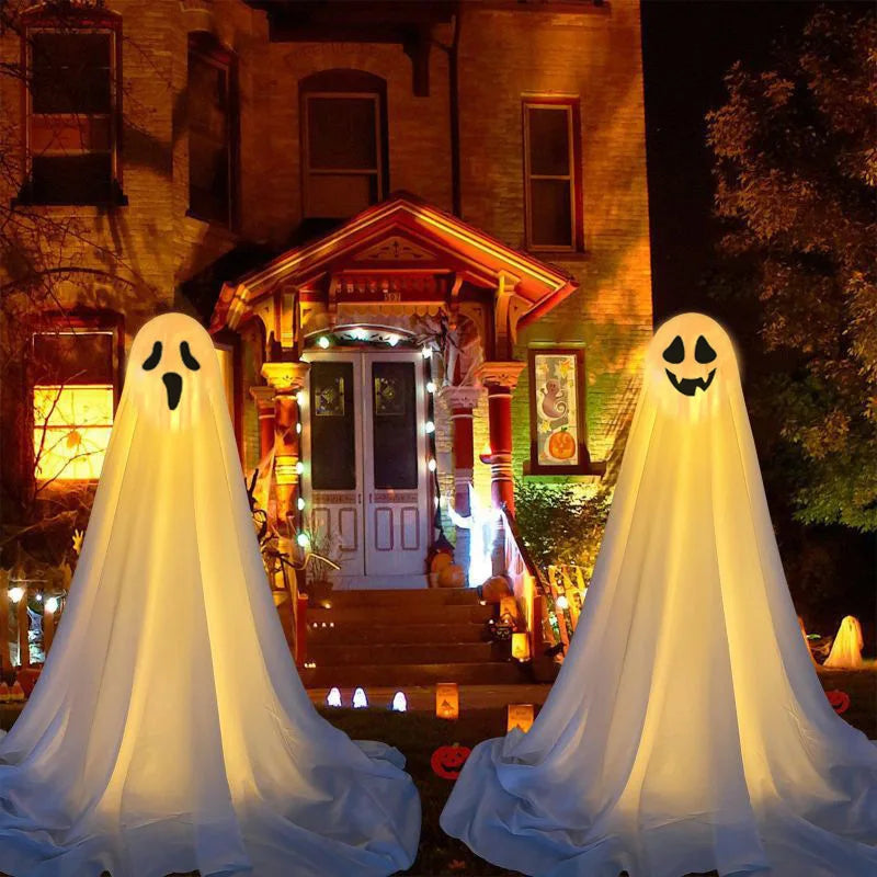 Life-Size Scary Ghost Halloween Decoration - Glow-in-the-Dark Outdoor Figure