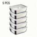 Set of 5 Stainless Steel Food Storage Containers - Stackable Meal Prep Boxes for Kitchen, Fridge & Travel