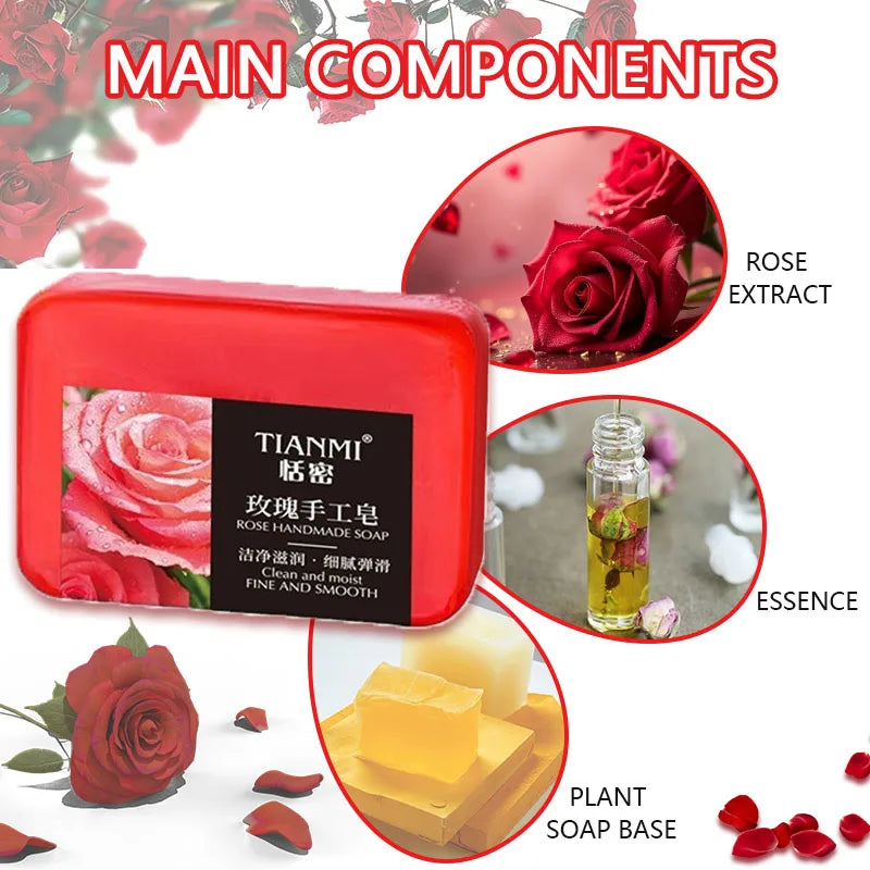 Rose Essential Oil Soap for Face & Body - Hydrating Long-Lasting Fragrance