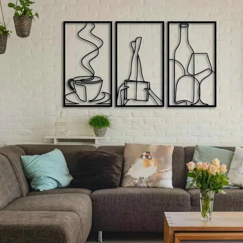 Modern Minimalist Iron Wall Art Decor for Living Room Bedroom Office