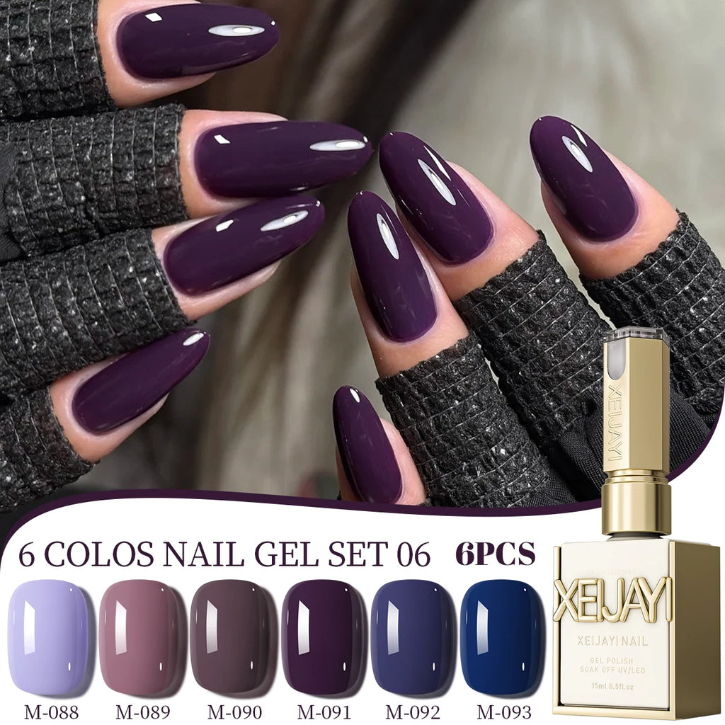 6-Pack 15ML Jelly Ice Peelable Gel Nail Polish Set - Colorful & Nude Shades