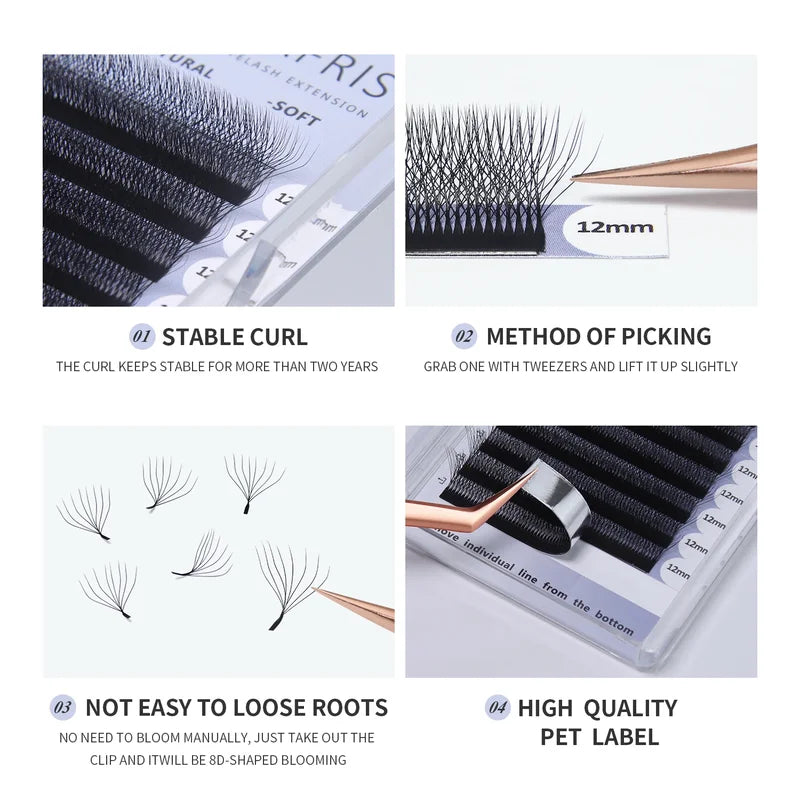 Premade 8D W Shape Volume Lash Extensions - Natural Soft False Eyelashes