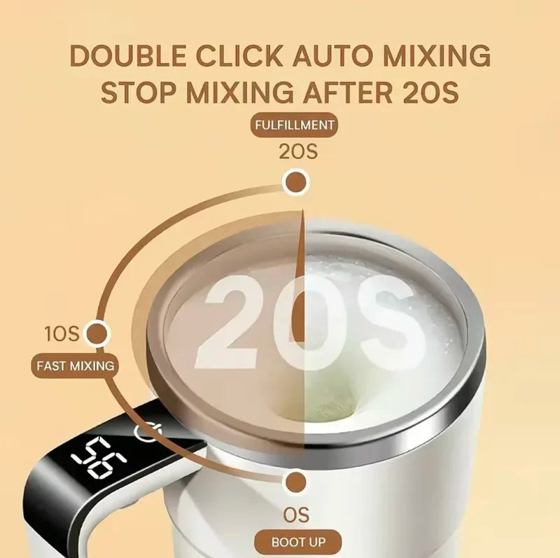 Electric Self-Stirring Coffee Mug 380ML Waterproof USB Display - Multiple Colors