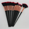 10-Piece Makeup Brush Set with Soft Synthetic Hair and Wooden Handles