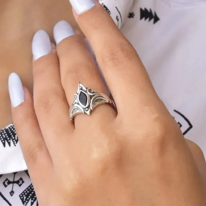 Vintage Bohemian Onyx Ring for Women - Fashion Punk Jewelry Gift