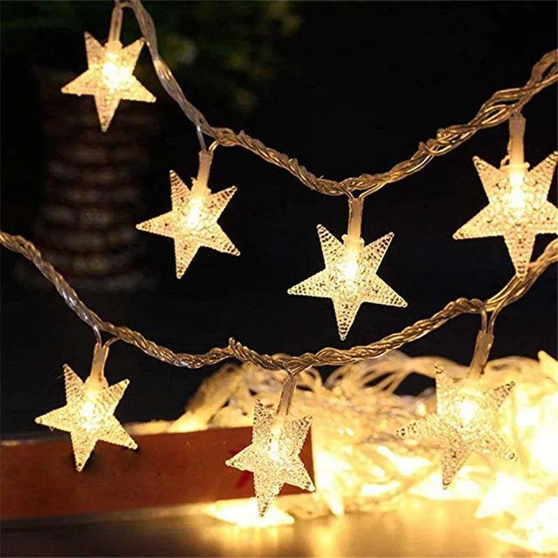 Outdoor 6M 40 LED Star String Lights - Holiday & Christmas Tree Decor