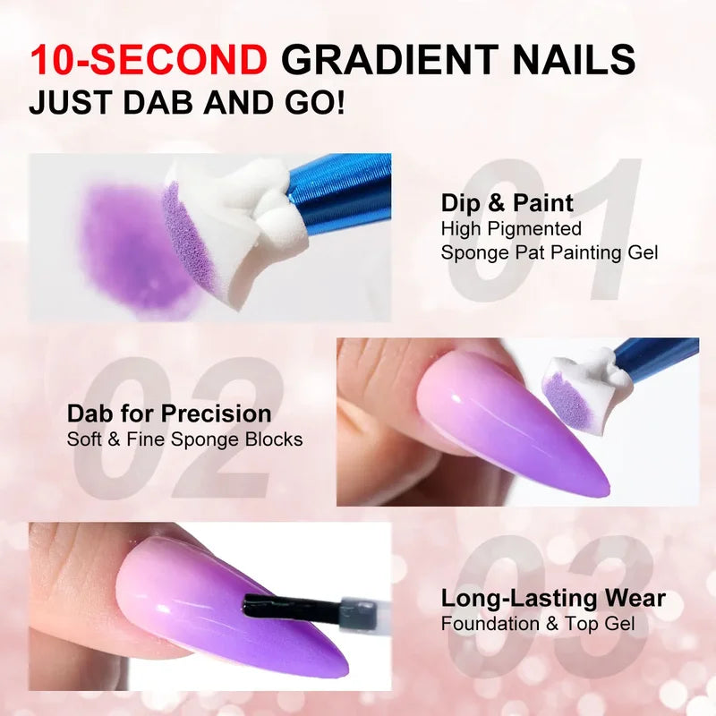 Gradient Painting Gel Nail Polish Set - Quick Dry Nail Art Kit with Flower & Engraving Design