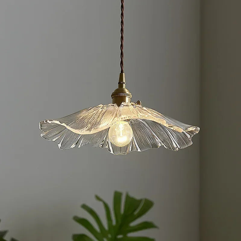 Vintage Flower Glass Pendant Lights for Living Room & Bedroom - Indoor Hanging Lamps