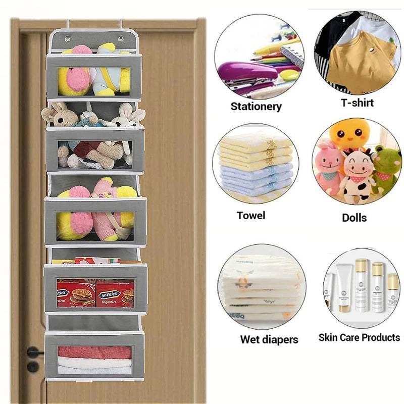 5-Shelf Over-the-Door Hanging Storage Organizer with Large Pockets