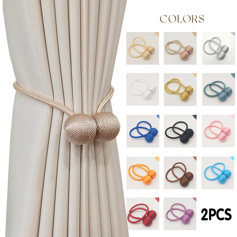 2pcs Modern Minimalist Magnetic Ball Curtain Tiebacks for Living Room and Bedroom