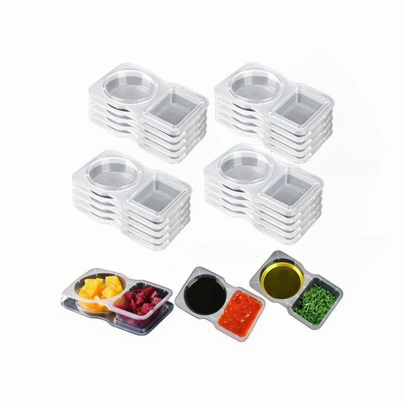 Double Compartment Food Storage Containers with Lids - Reusable Snack Boxes