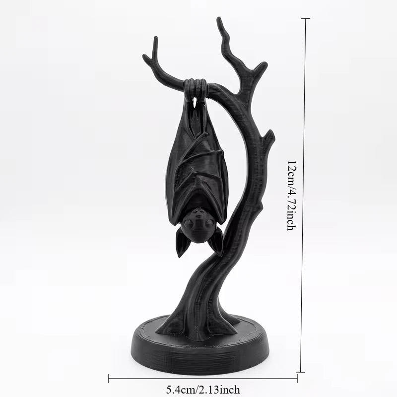 Gothic Bat Figurine 3D Printed Halloween Decor Spooky Desk Ornament Gift