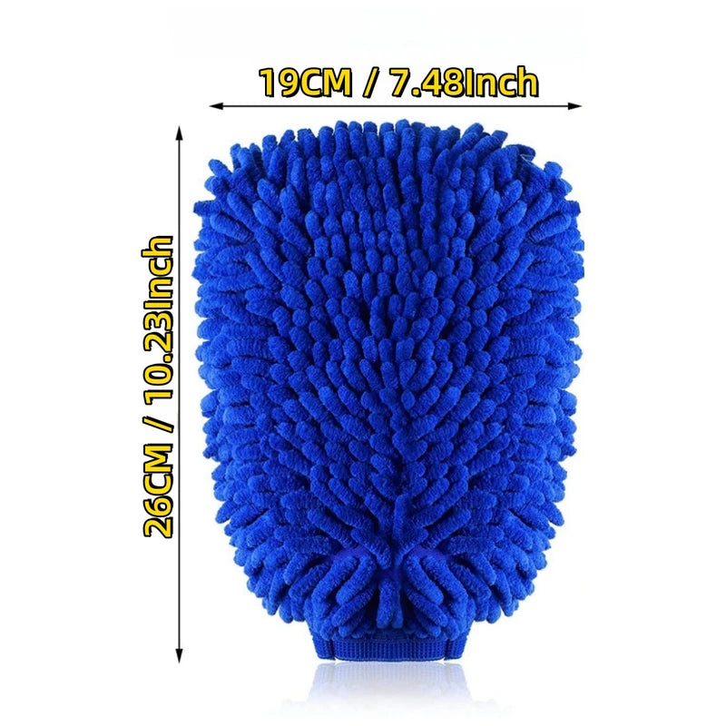 Microfiber Car Wash Mitt Dual-Sided Chenille Auto Gloves Scratch-Free Cleaning