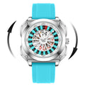 Men's Square 42mm Luminous Waterproof Quartz Watch - Black Silicone Sport Watch