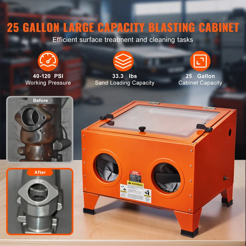 Portable Sandblasting Cabinet 25/40/60 Gallon Benchtop Abrasive Blaster with Gun Nozzles