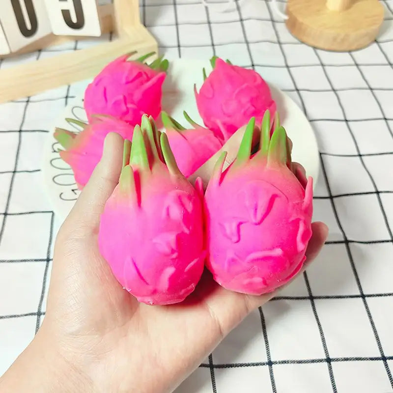 Stress Relief Squeeze Ball - Dragon Fruit Sensory Toy for Kids & Adults