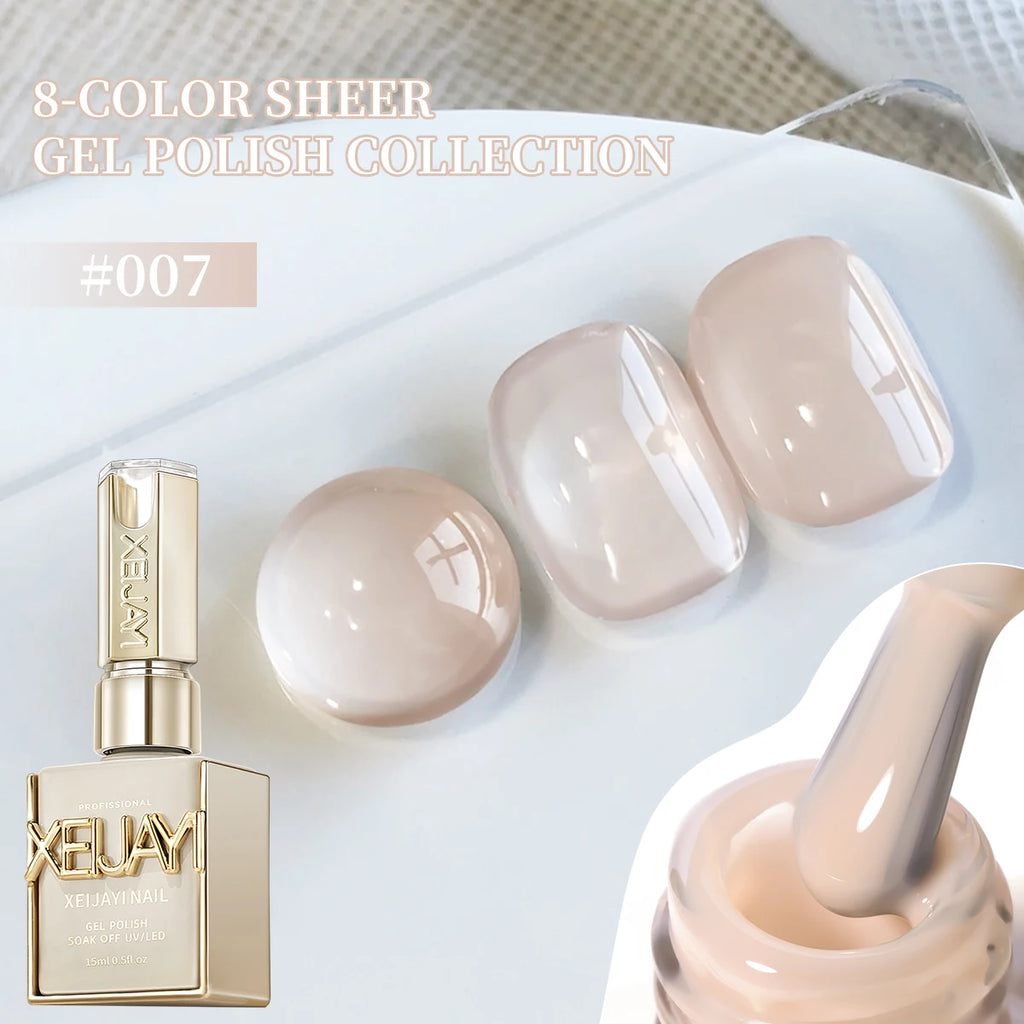 15ML Gel Nail Polish Set - Ice Pink, Beige, Peach & Rose Colors for DIY Manicure