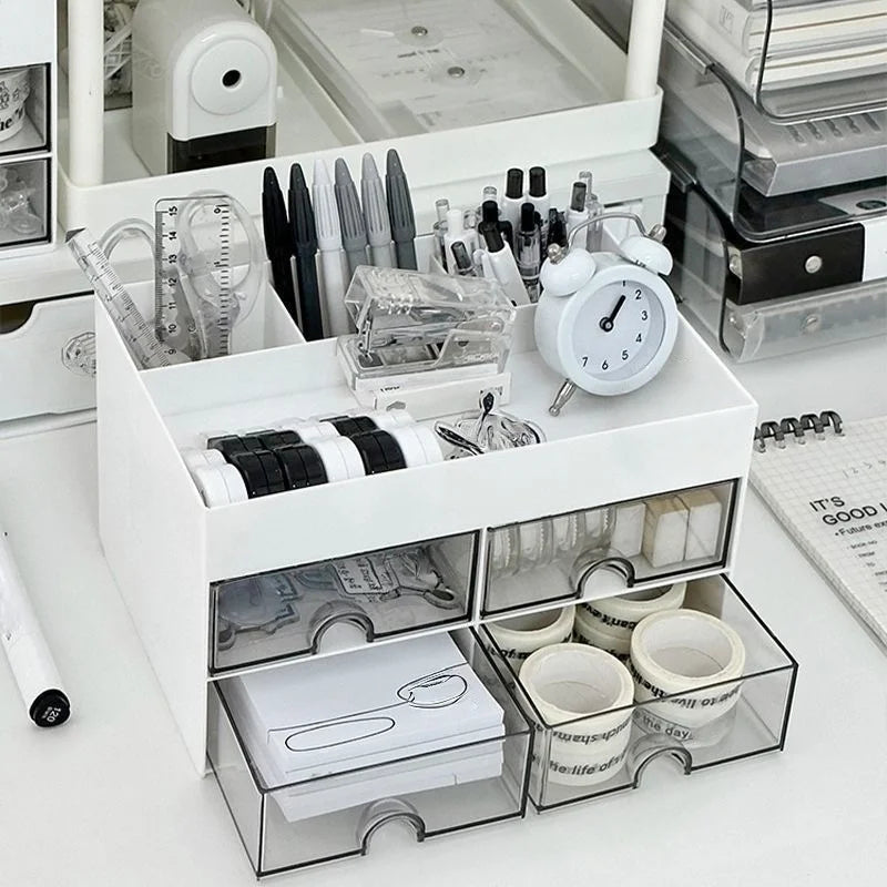 Multi-Functional Desktop Storage Box with Drawers for Office, Makeup & Vanity