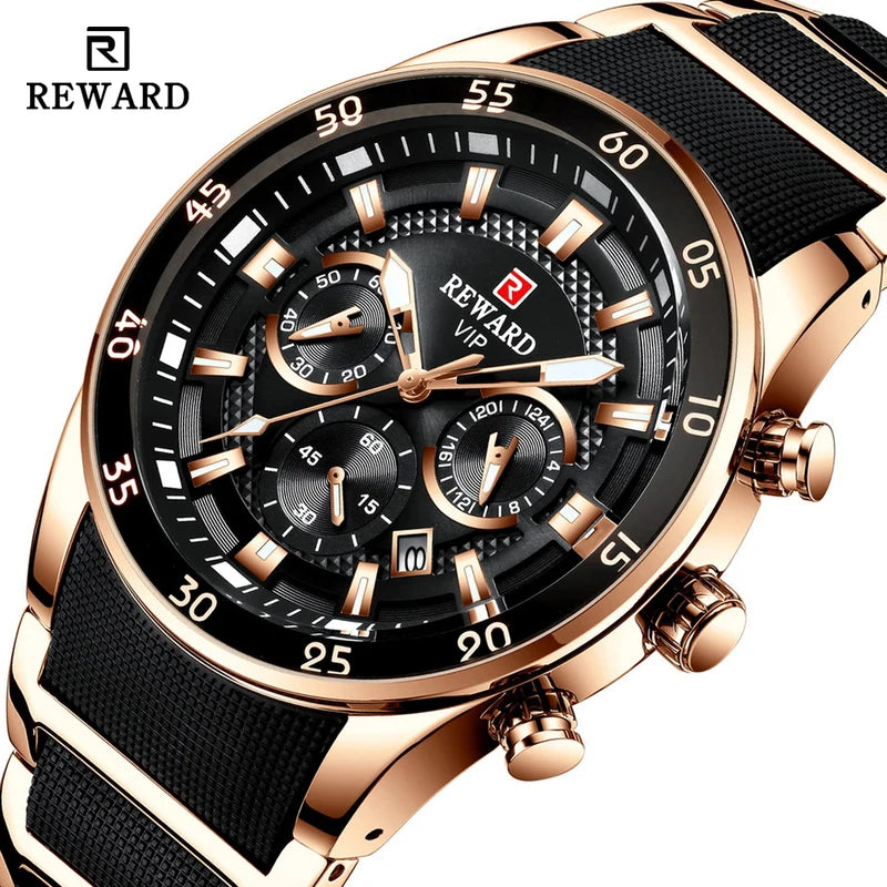 Men's Waterproof Sport Chronograph Watch with Quartz and Automatic Date