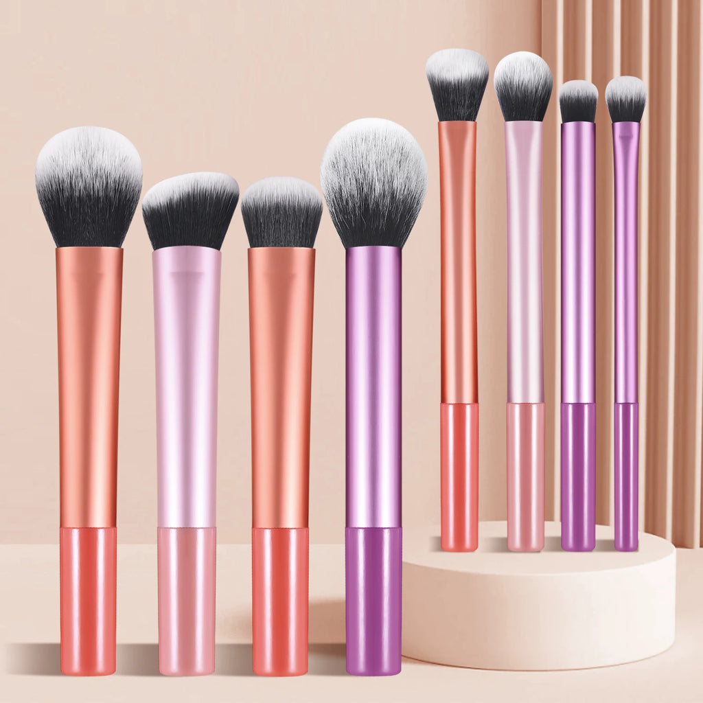 8PCS Makeup Brush Set - Portable Multifuntional Cosmetic Brushes for Daily Use