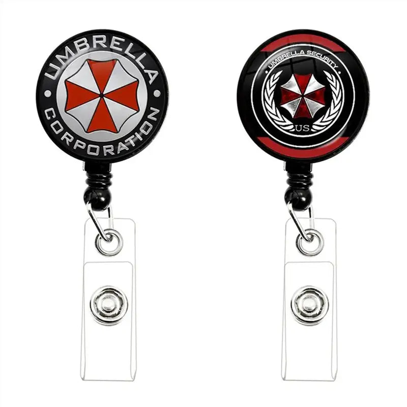 Retractable Badge Reel with Umbrella Display ID Card Holder for Staff