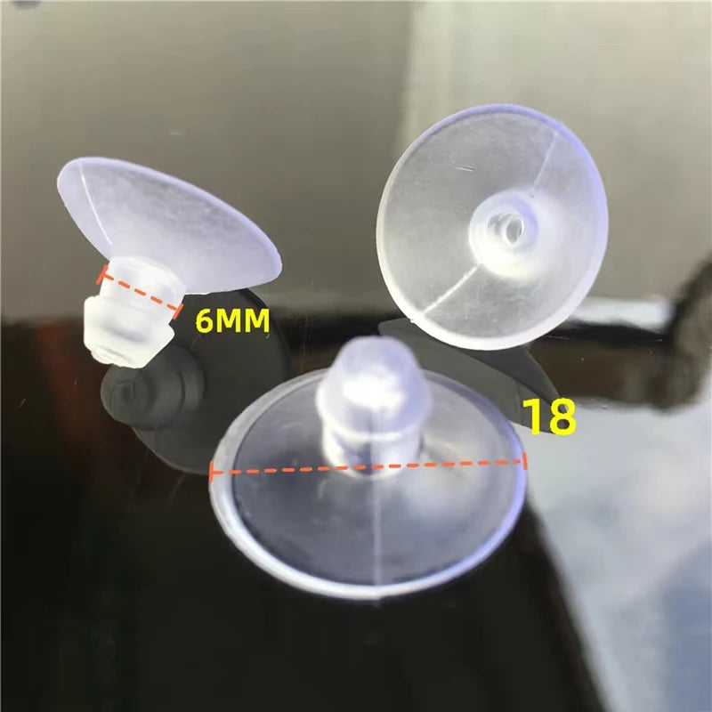 Strong Vacuum Suction Cups for Glass & Surfaces - Clear, Soft PVC, 18-30mm