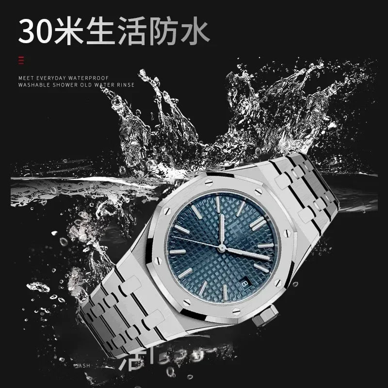 Men's Waterproof Luminous Double Butterfly Button Watch with Calendar - Luxury Numberless Style