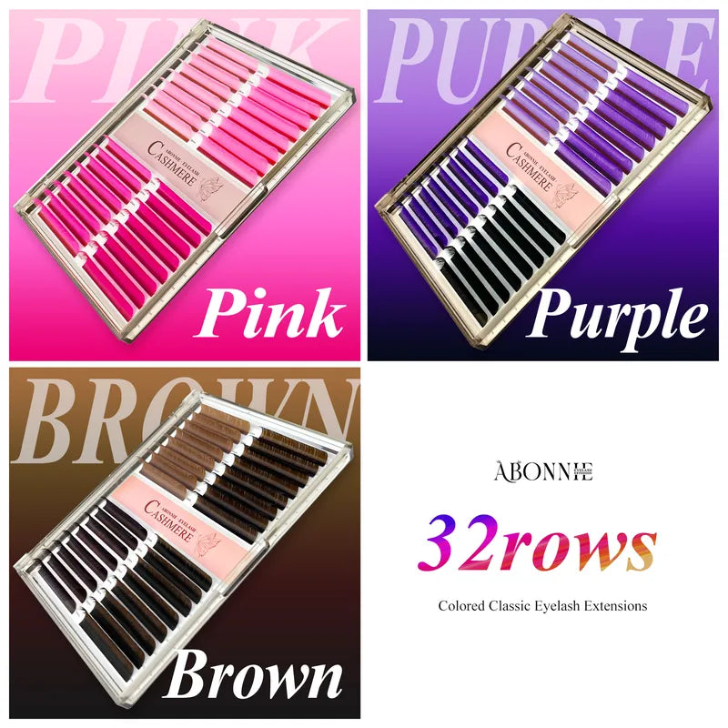 Colored Eyelash Extension Lash Tray 32 Rows Professional Mix Set