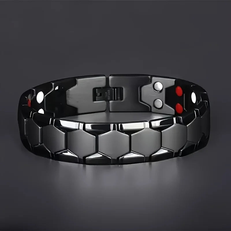 Men's Magnetic Titanium Alloy Bracelet - Detachable Hexagonal Wide Bead Gift