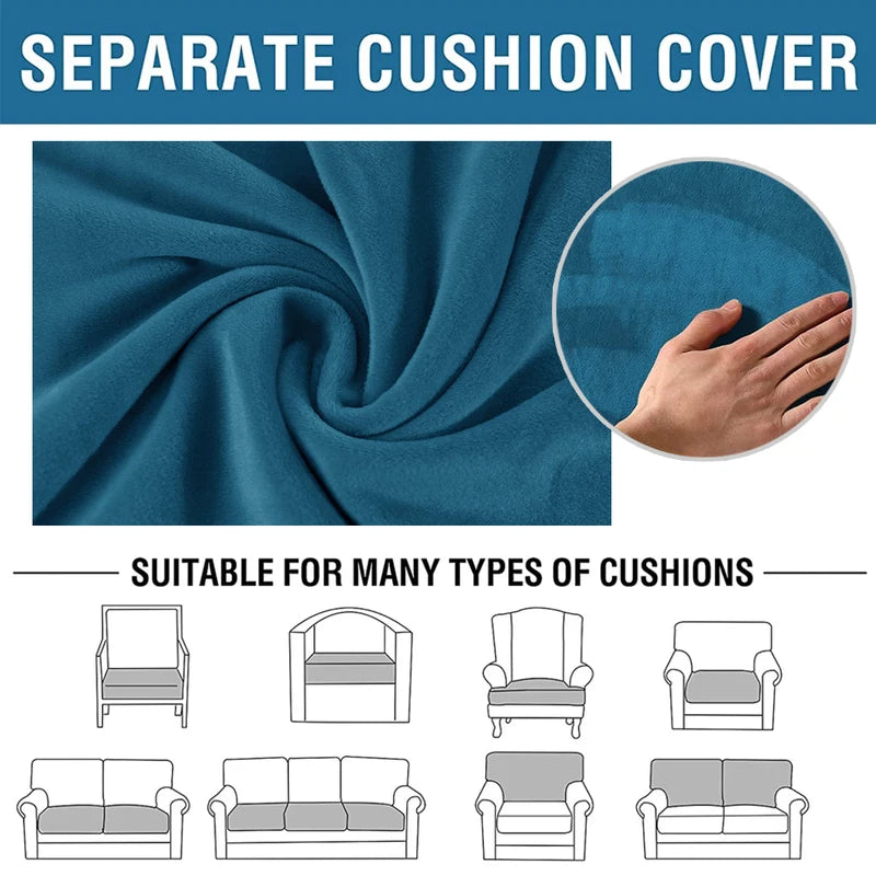 Stretch Velvet Sofa Cover - Solid Colors, Washable, Sofa & Sectional Protectors