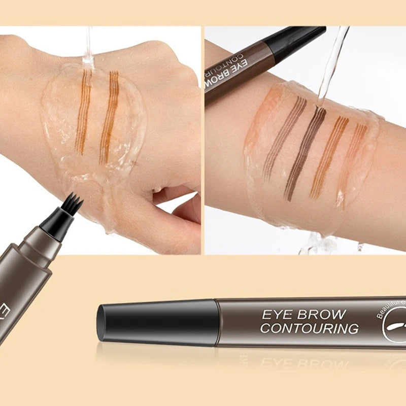 4 Point Eyebrow Pencil Long-Lasting Waterproof Microblading Makeup for Women
