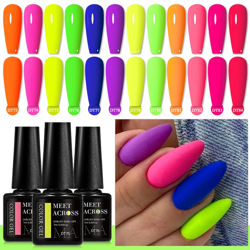 Fluorescent Neon Gel Nail Polish 7ml UV/LED Long Lasting Manicure Color