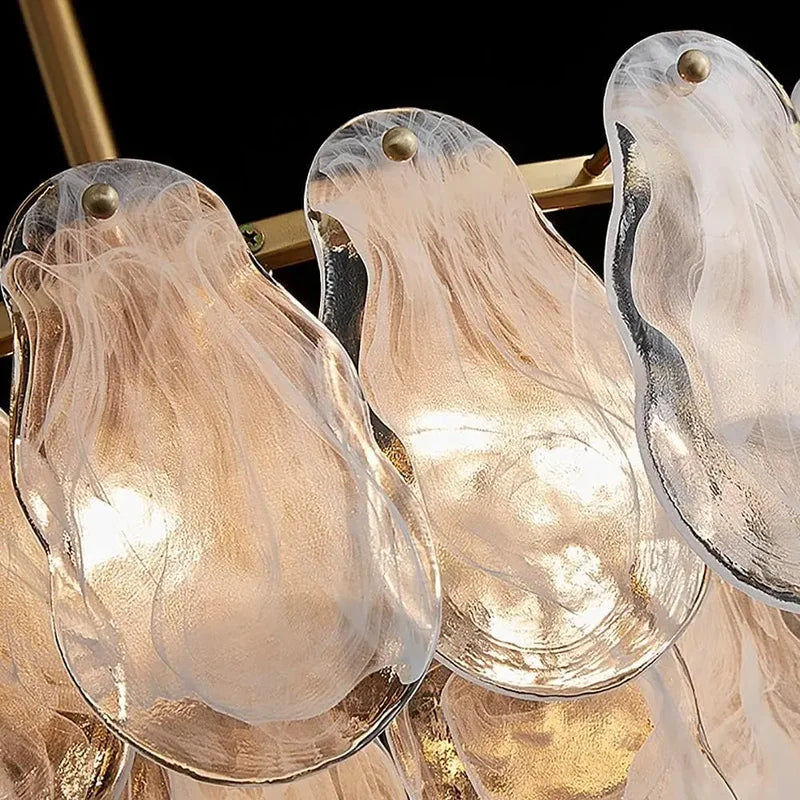 Luxury Ceiling Chandelier - French Retro Cloud Glass Lighting Fixture for Living Room and Bedroom