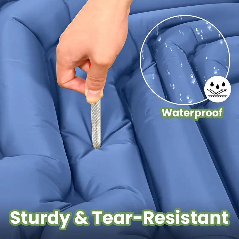 Ultralight Inflatable Camping Mattress with Built-In Pillows and Rapid Pump